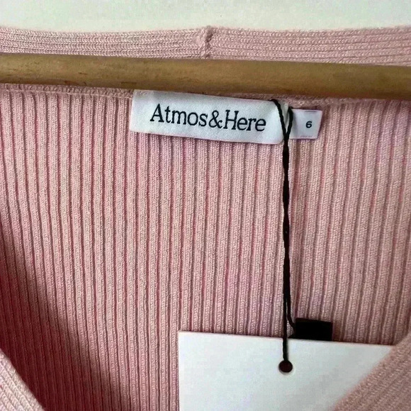 NWT Atmos & Here Charolette Cross Over Knit Feminine Girlie Powder Pink Top 6 - Picture 5 of 13